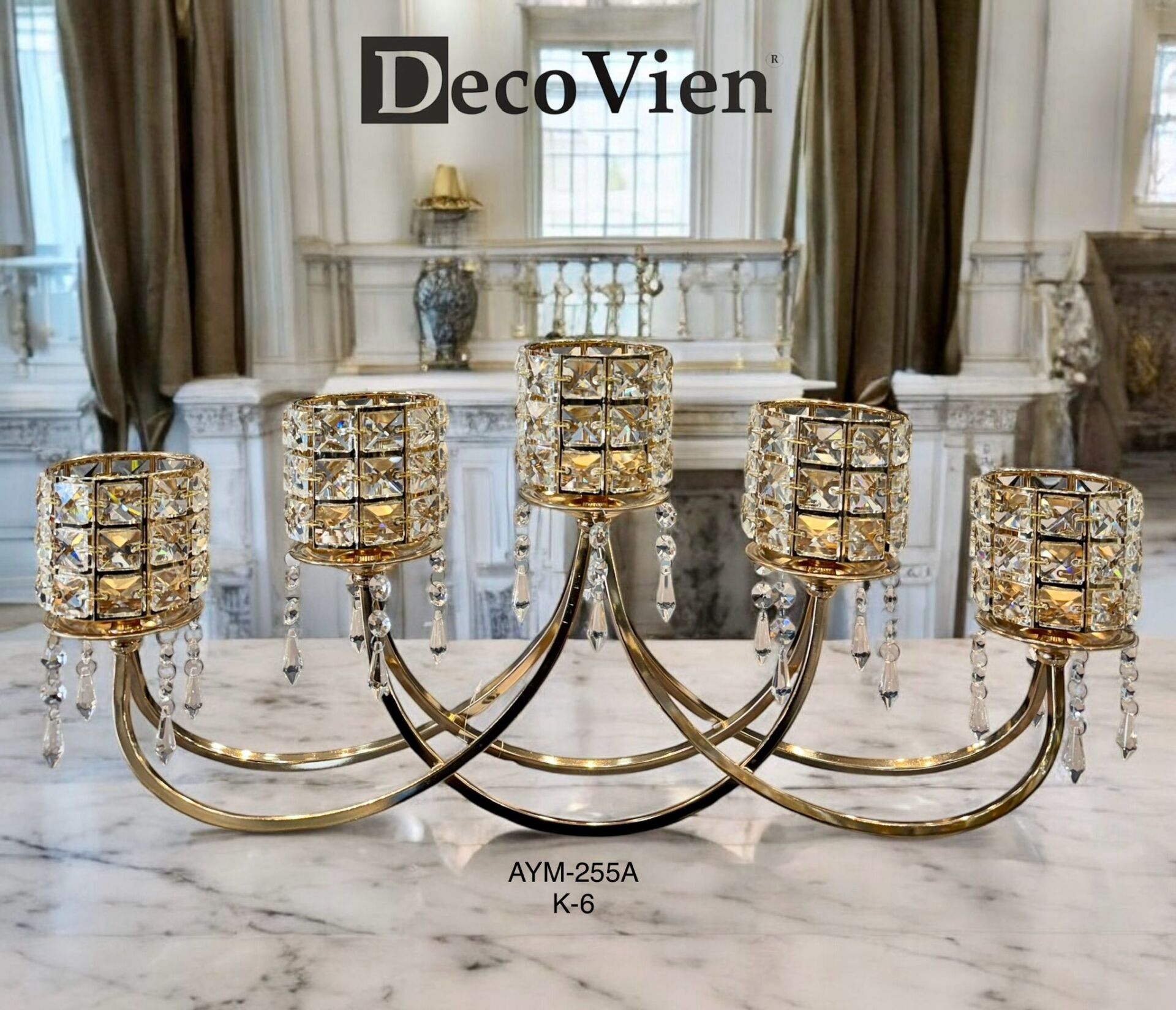 Decovien 5 kollu şamdan (Gold-Gümüş)